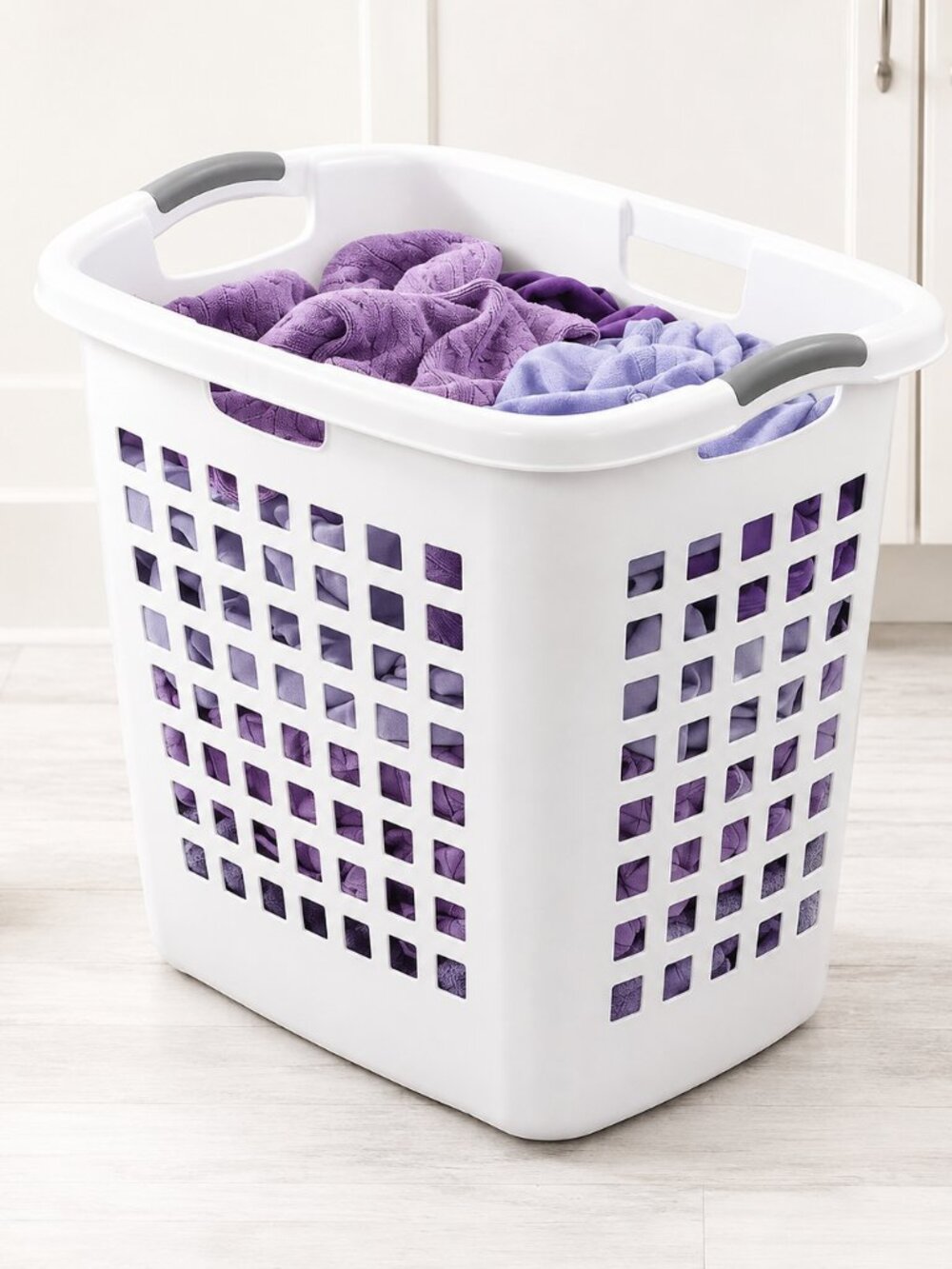 Sterilite Ultra Easy Carry Basket Laundry Hamper w/Handles for Clothes, White